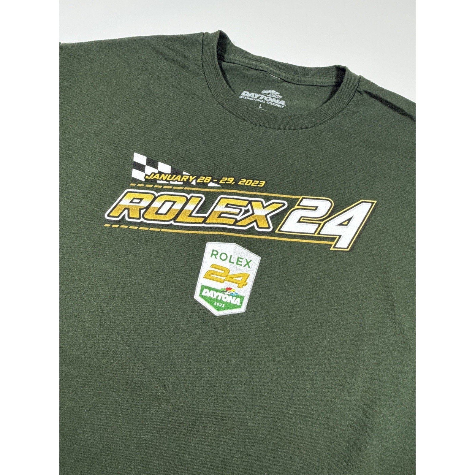 Rolex 24 Shirt Mens Large Daytona Speedway Racing 2023 Green Double Sided